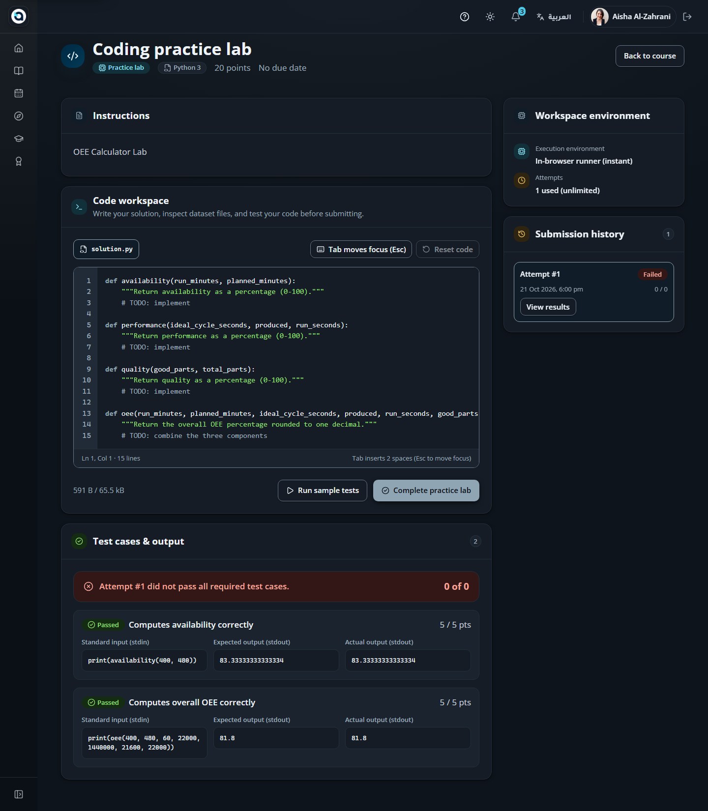 The coding workspace