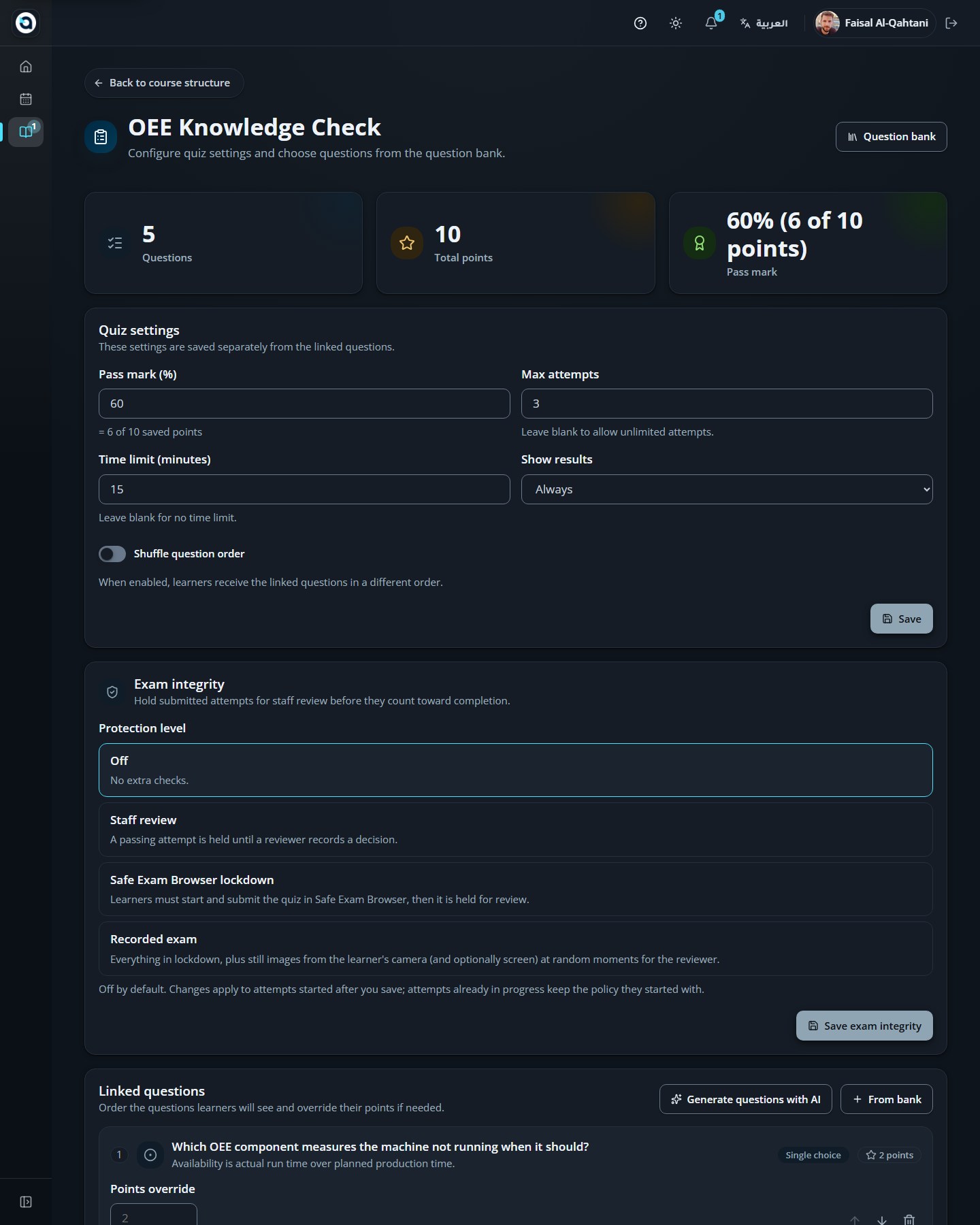 The quiz builder