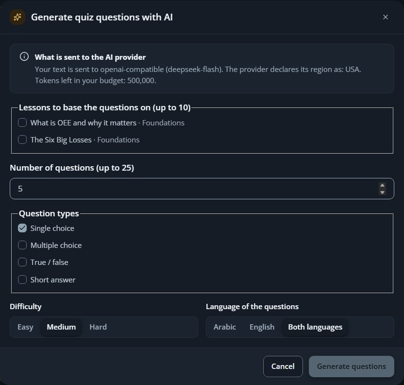 AI question suggestions