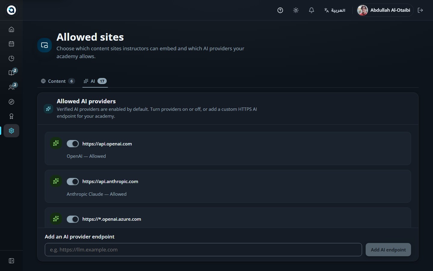 Verified providers