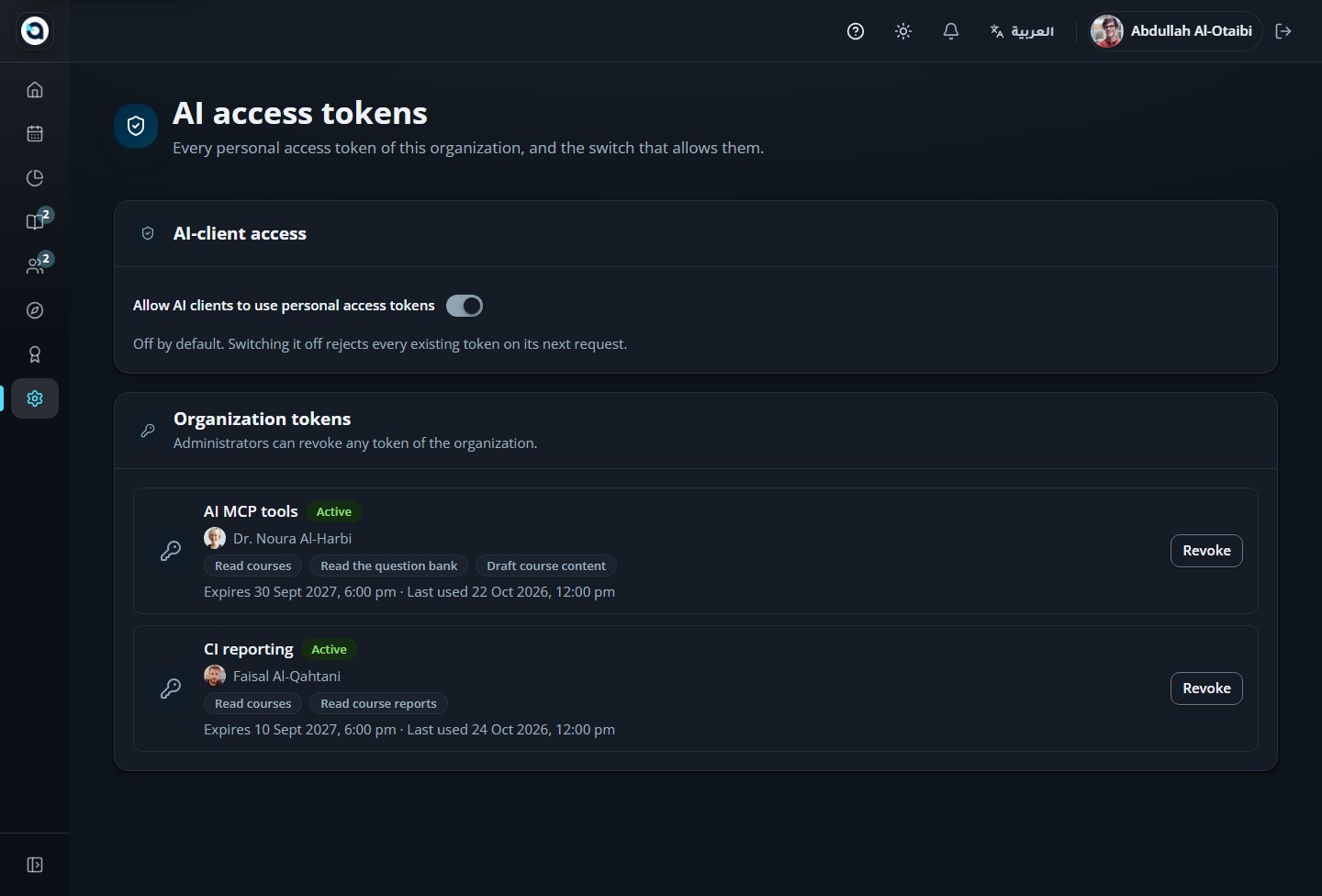 Admin access tokens