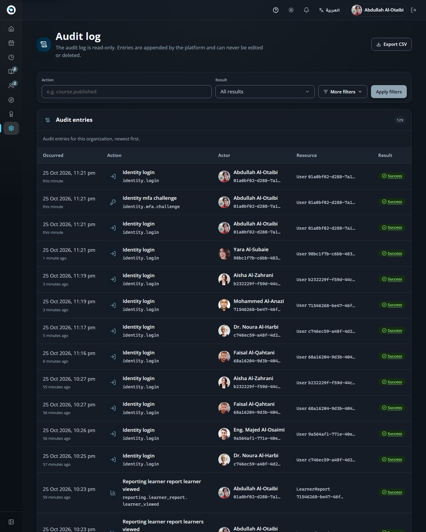 The audit log