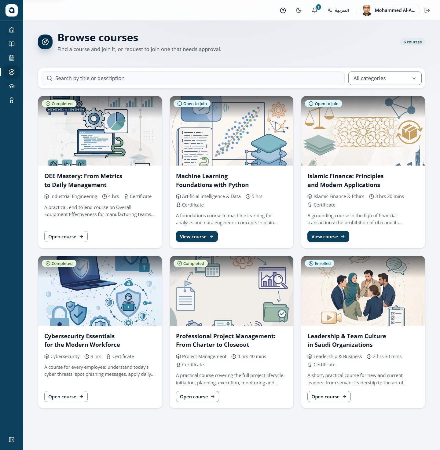 The course catalogue