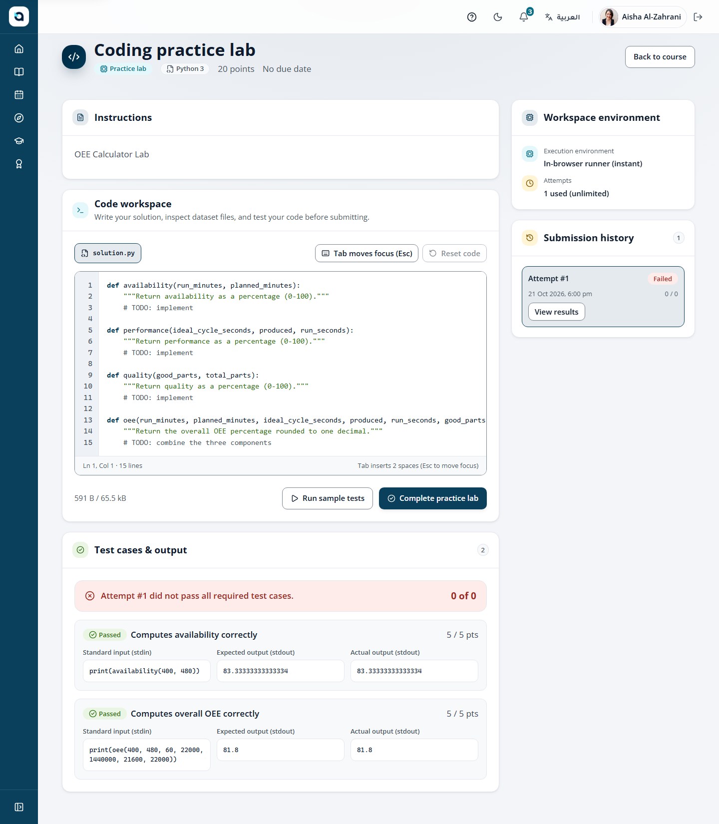 The coding workspace