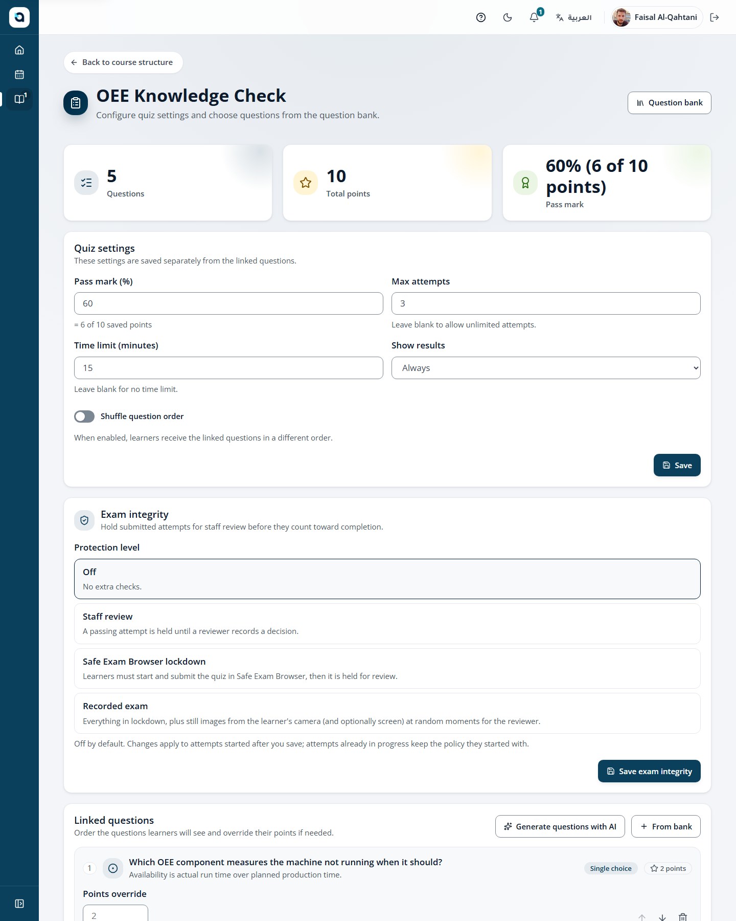 The quiz builder