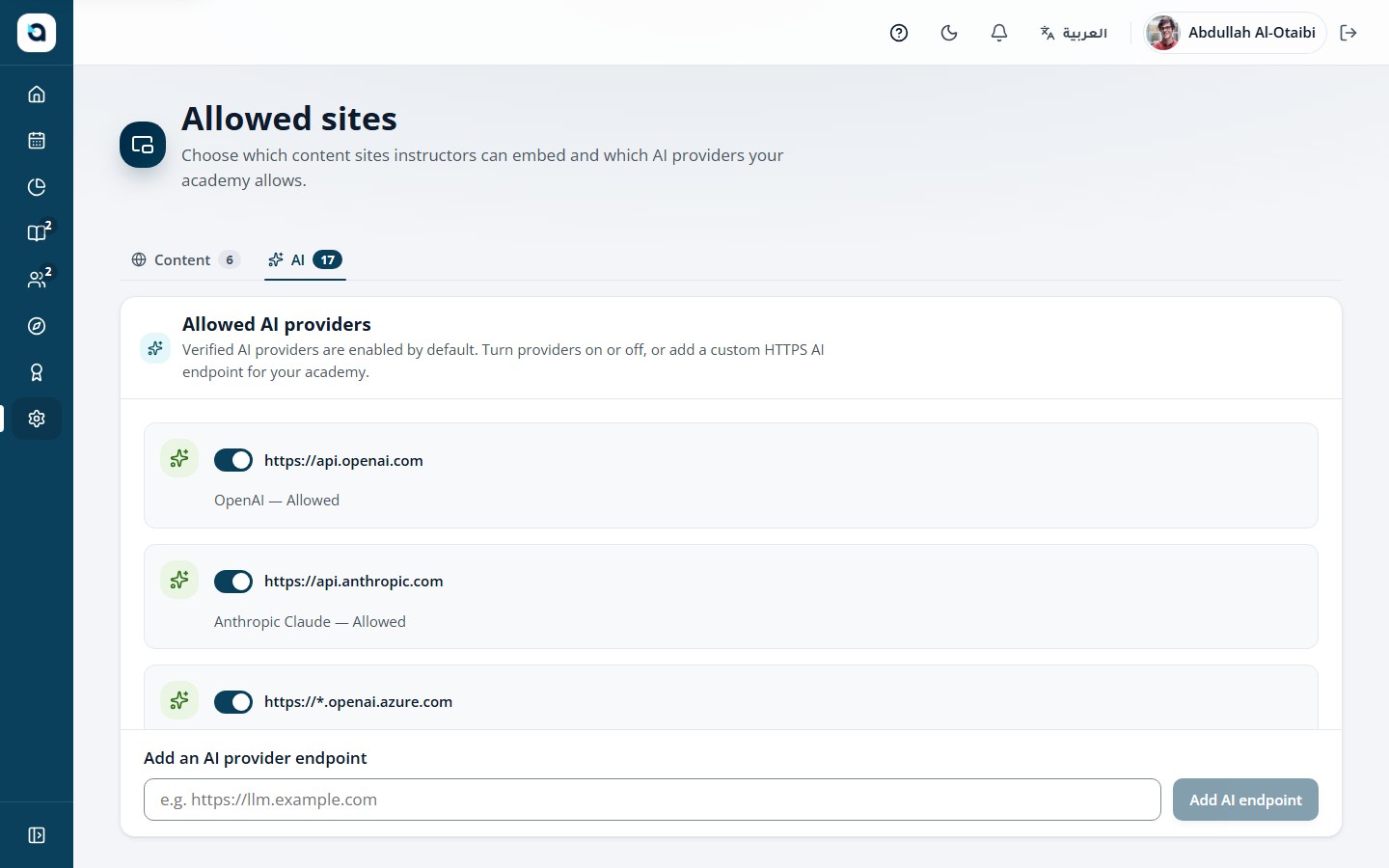 Verified providers