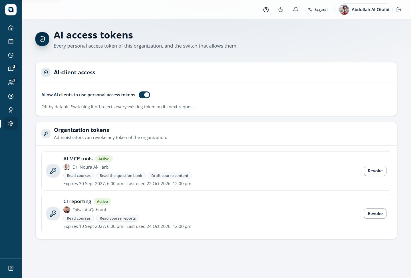 Admin access tokens