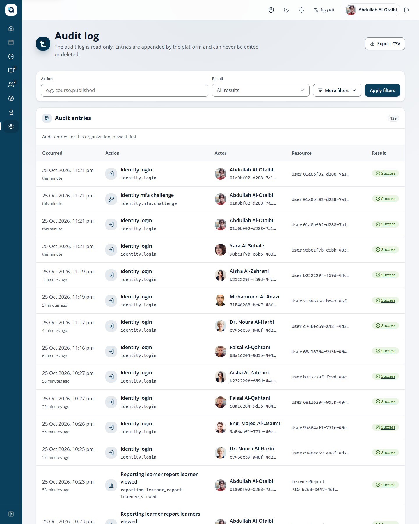 The audit log
